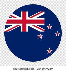 Bandeira da Nova Zelândia. Nova Zelândia círculo bandeira ícone logotipo ícone computador vetor ilustração design. Fundo de tabuleiro de xadrez transparente.