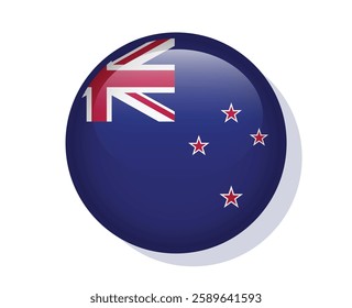 Flag New Zealand circle round frame vector design