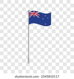 Flag of New Zealand clip art design isolated on transparent background. Vector illustration