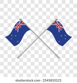 Flag of New Zealand clip art design isolated on transparent background. Vector illustration