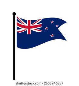 Bandeira da Nova Zelândia. Bandeira da Nova Zelândia computador digital vetor ilustração ícone design. Bandeira de mastro flutuante.