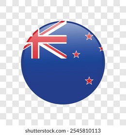 Flag of New Zealand country flag round. Vector illustration