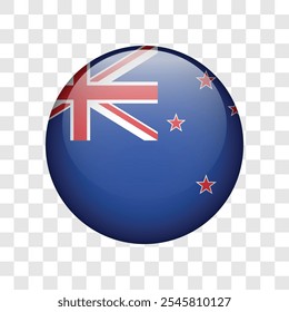 Flag of New Zealand country flag round. Vector illustration