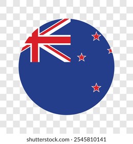 Flag of New Zealand country flag round. Vector illustration