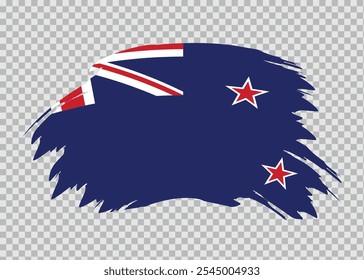 Flag of New Zealand with distressed paint stroke brush effect on isolated background