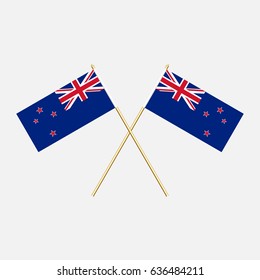 Flag of New Zealand with flagpole. Vector illustration.