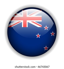 Flag of New Zealand, glossy button, vector