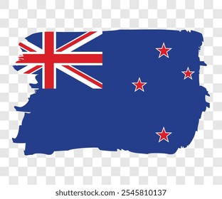 Flag of New Zealand with grunge brush stroke. Vector design