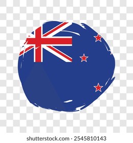 Flag of New Zealand with grunge brush stroke. Vector design