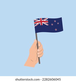 Flag of New Zealand, Hand Holding flag