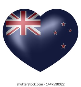 flag of New Zealand in heart shape. vector illustration.