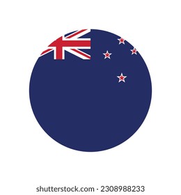 The flag of New Zealand. Flag icon. Standard color. Round flag. Computer illustration. Digital illustration. Vector illustration.