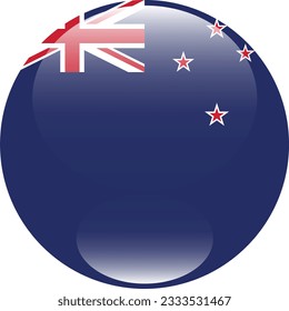 The flag of New Zealand. Flag icon. Standard color. Circle icon flag. 3d illustration. Computer illustration. Digital illustration. Vector illustration.