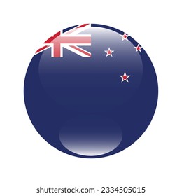 The flag of New Zealand. Flag icon. Standard color. Circle icon flag. 3d illustration. Computer illustration. Digital illustration. Vector illustration.