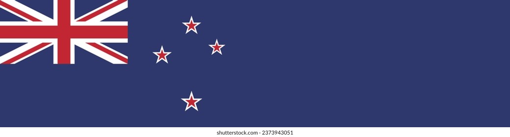 The flag of New Zealand. Flag icon. Standard color. A long banner. Rectangle icon. Computer illustration. Digital illustration. Vector illustration.