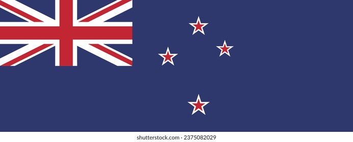 The flag of New Zealand. Flag icon. Standard color. A long banner. Rectangle icon. Computer illustration. Digital illustration. Vector illustration.