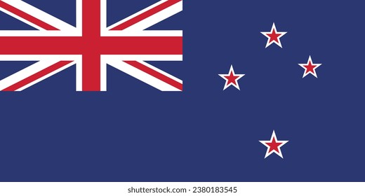 The flag of New Zealand. Flag icon. Standard color. Standard size. A rectangular flag. Computer illustration. Digital illustration. Vector illustration.