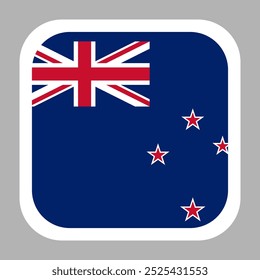 The flag of New Zealand. Flag icon. Standard color. flat vector square with rounded corners. Computer illustration. Digital illustration. Vector illustration