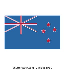 Flag of New Zealand, Oceania, Isolated on White Background.
