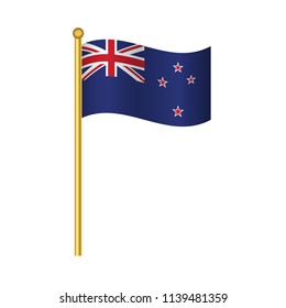 Flag of New Zealand ,New Zealand flag official colors and proportion correctly, New Zealandflag waving isolated Vector illustration eps10.