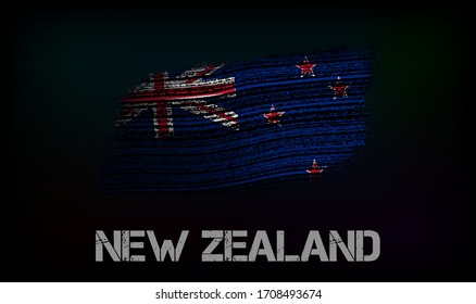 Flag of the New Zealand. Vector illustration in grunge style with cracks and abrasions. Good image for print