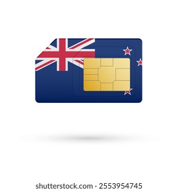 Flag of New Zealand. Vector illustration of SIM Card with flag on white background