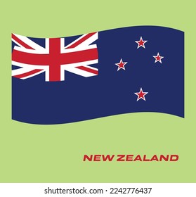 Flag of New Zealand, Waving National flag of New Zealand, National flag of New Zealand vector illustration.