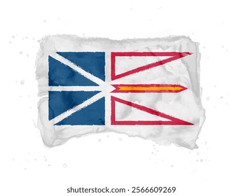 Flag of Newfoundland and Labrador, brush stroke background.  Flag Newfoundland and Labrador of Canada on white background. Watercolor style for your design.  EPS10.