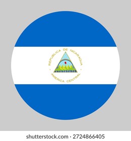 Flagge von Nicaragua in Kreisform mit genauen Proportionen und offiziellen Farben