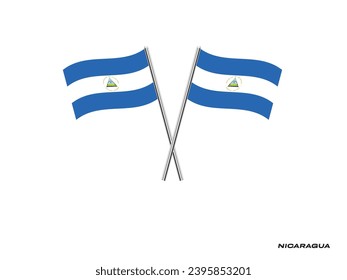 Flag of Nicaragua, Nicaragua cross flag design. Nicaragua cross flag isolated on white background. Vector Illustration of crossed Nicaragua flags.