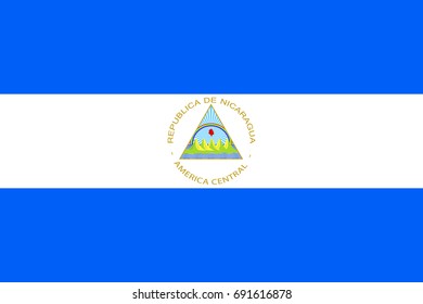 Flag Nicaragua flat icon. State insignia of the nation in flat style on the entire page. National symbol in the form of a vector illustration