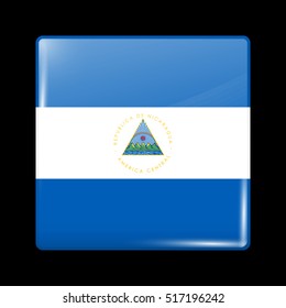 Flag of Nicaragua. Glossy Icon Square Shape. This is File from the Collection Flags of North America