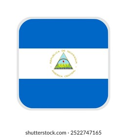 The flag of nicaragua. Flag icon. Standard color. flat vector square with rounded corners. Computer illustration. Digital illustration. Vector illustration.