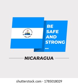 Flag of Nicaragua : National flag icon with encouraging message isolated on light grey background : Vector Illustration