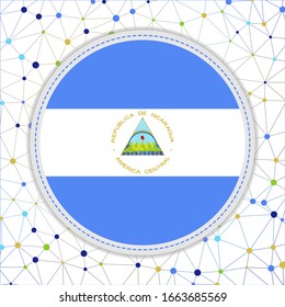 Flag of Nicaragua with network background. Nicaragua sign. Attractive vector illustration.