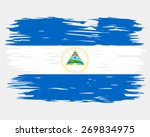 Flag of Nicaragua. Painted brush colored inks. Symbol Independence Day National Patriotic Travel Country Background Grunge Paint Stock Vector Icon Logo Picture Image Illustration Political