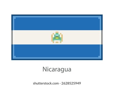 Flag of Nicaragua. Pixel art style (vector).