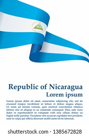 Flag of Nicaragua, Republic of Nicaragua. Template for award design, an official document with the flag of Nicaragua and other uses. Bright, colorful vector illustration.