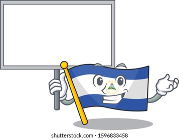 Flag nicaragua Scroll cute cartoon character bring a board