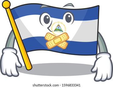 Flag nicaragua Scroll mascot cartoon character design on silent gesture
