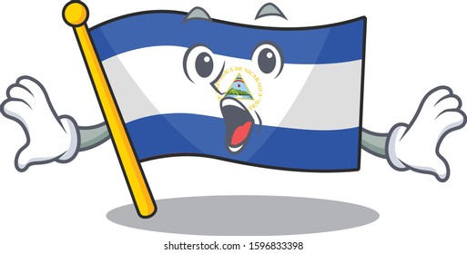 Flag nicaragua Scroll Surprised gesture on cartoon character style
