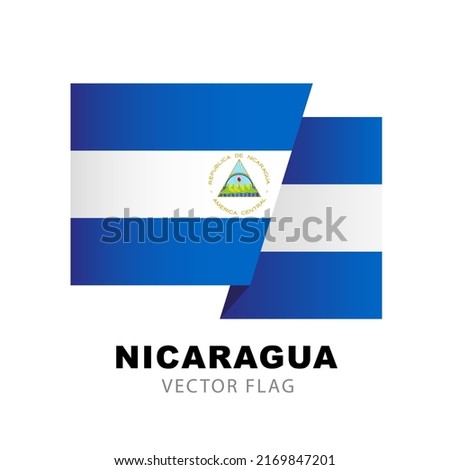 Flag of Nicaragua. Vector illustration isolated on white background. Colorful logo of the Nicaragua flag.