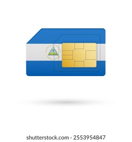 Flag of Nicaragua. Vector illustration of SIM Card with flag on white background