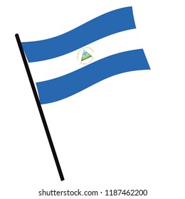 Flag of Nicaragua , Nicaragua flag waving isolated vector illustration