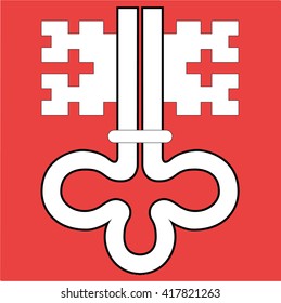 Flag of Nidwalden canton of Switzerland. Vector illustration.
