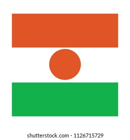 Flag of Niger. Abstract concept square button icon. Illustration on white background.