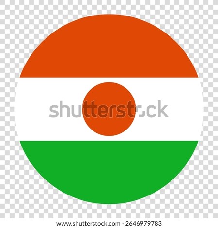 Flag of Niger. Niger circle flag logo icon computer vector illustration design. Transparent checkerboard background.