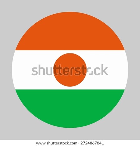 Flag of Niger in circular shape with accurate proportions and official colors
