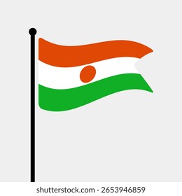 Bandeira do Níger. Bandeira do Níger computador digital vetor ilustração ícone design. Bandeira de mastro flutuante.