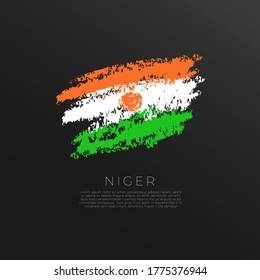 Flag of Niger in Grunge Brush Stroke : Vector Illustration